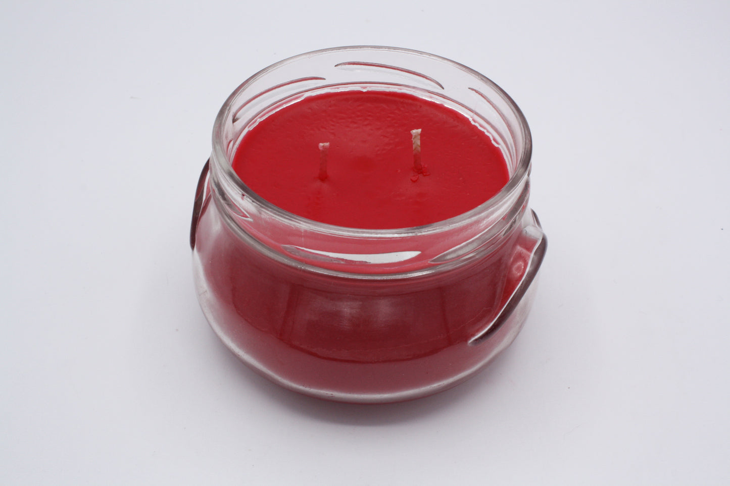 2 Wick Dickens Christmas Red Soy Candle in glass jar.